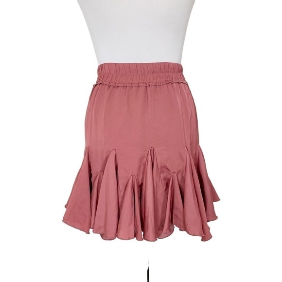 Indikah Hello Molly Flare Pleated Mini Skirt Women’s XS Pink Elastic Waist - Picture 3 of 14